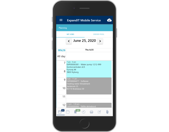 ExpandIT view schedule screen on mobile phone